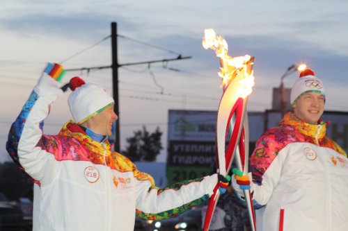 Владимир Аллин на эстафете Олимпийского огня